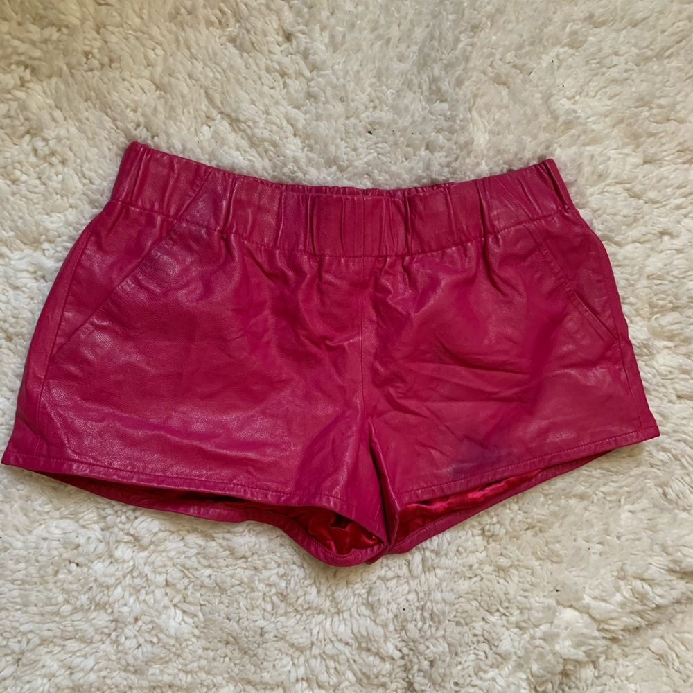 Malibu Pink Leather Shorts